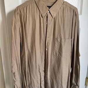 Bachrach Men's Long-Sleeve Button-Up Shirt in Light Brown